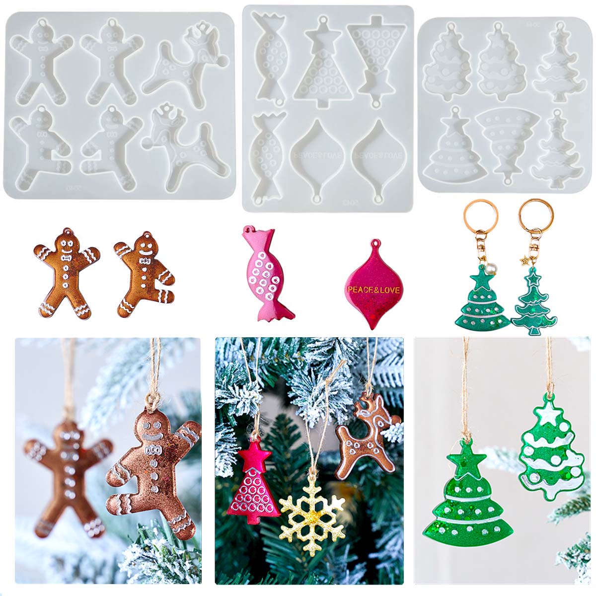 Resin Art Mould - Série de natal brincos pingente molde